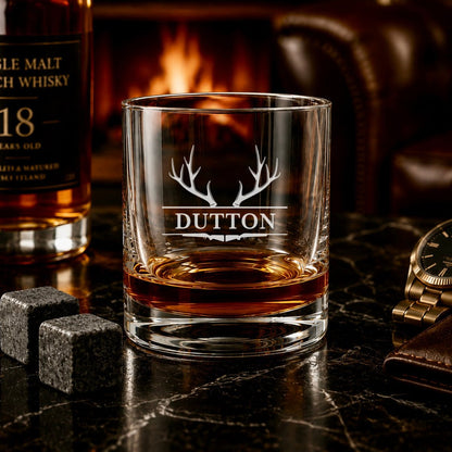 Personalized Deer Antler Whiskey Glass - Hollow Point Society - Whiskey Glass