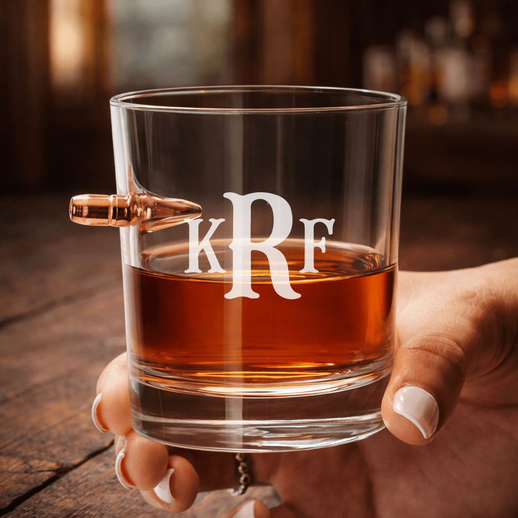 Personalized Engraved .308 Bullet Whiskey Rocks Glass - Hollow Point Society - 