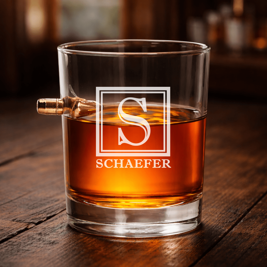 Personalized Engraved .308 Bullet Whiskey Rocks Glass - Hollow Point Society - 