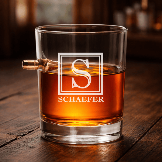 Personalized Engraved .308 Bullet Whiskey Rocks Glass - Hollow Point Society - 
