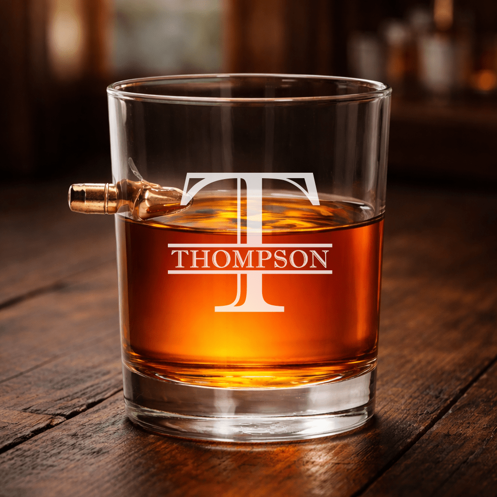 Personalized Engraved .308 Bullet Whiskey Rocks Glass - Hollow Point Society - 