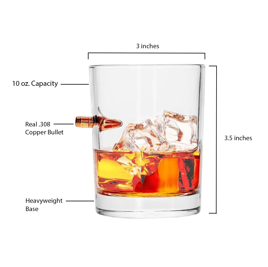 Personalized Engraved .308 Bullet Whiskey Rocks Glass - Hollow Point Society - 