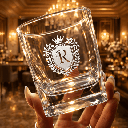 Personalized Engraved Whiskey Decanter Set – Square Decanter & 4 Rocks Glasses - Made in the USA - Hollow Point Society - Decanter Set