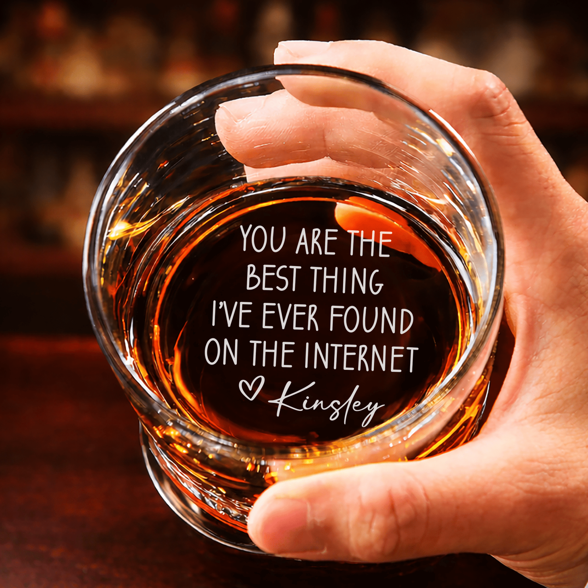Personalized Engraved Whiskey Glass 'Best Thing I've Found' Funny Bottom Message Rocks Glass - Hollow Point Society - Whiskey Glass
