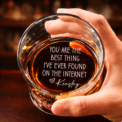 Personalized Engraved Whiskey Glass 'Best Thing I've Found' Funny Bottom Message Rocks Glass - Hollow Point Society - Whiskey Glass