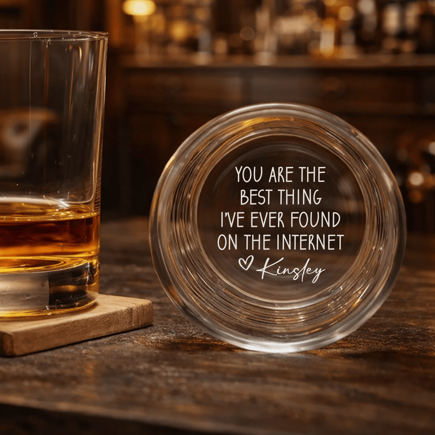 Personalized Engraved Whiskey Glass 'Best Thing I've Found' Funny Bottom Message Rocks Glass - Hollow Point Society - Whiskey Glass