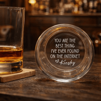 Personalized Engraved Whiskey Glass 'Best Thing I've Found' Funny Bottom Message Rocks Glass - Hollow Point Society - Whiskey Glass