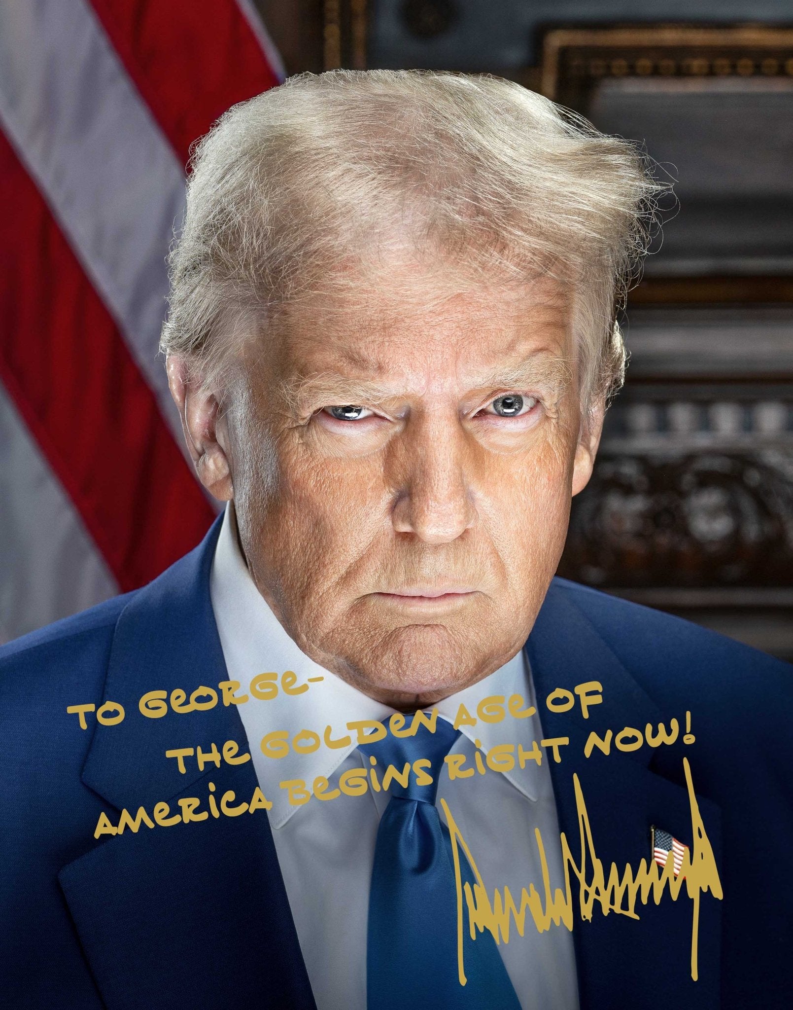 Personalized President Donald J. Trump Autographed 2024 Presidential Portrait Photo with Custom Message - Hollow Point Society - Print