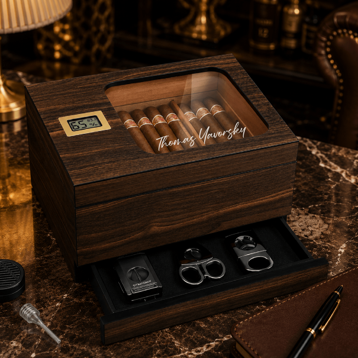 Personalized Signature Cigar Humidor | Engraved Cigar Box - Hollow Point Society - Cigar Humidor