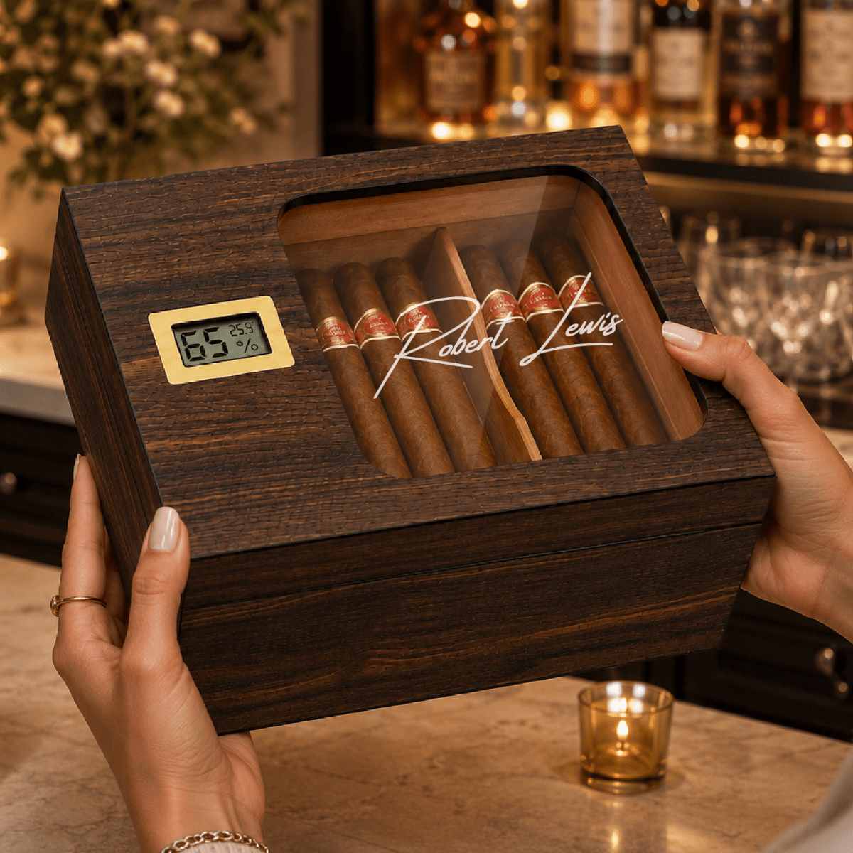 Personalized Signature Cigar Humidor | Engraved Cigar Box - Hollow Point Society - Cigar Humidor