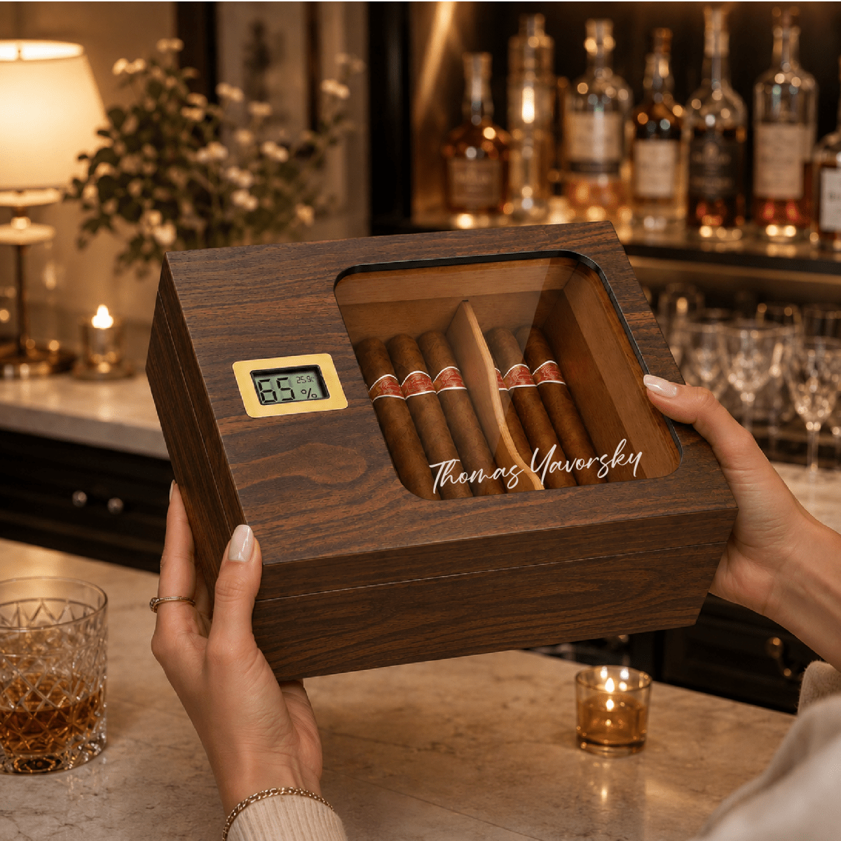Personalized Signature Cigar Humidor | Engraved Cigar Box - Hollow Point Society - Cigar Humidor