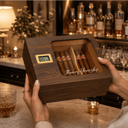 Personalized Signature Cigar Humidor | Engraved Cigar Box - Hollow Point Society - Cigar Humidor