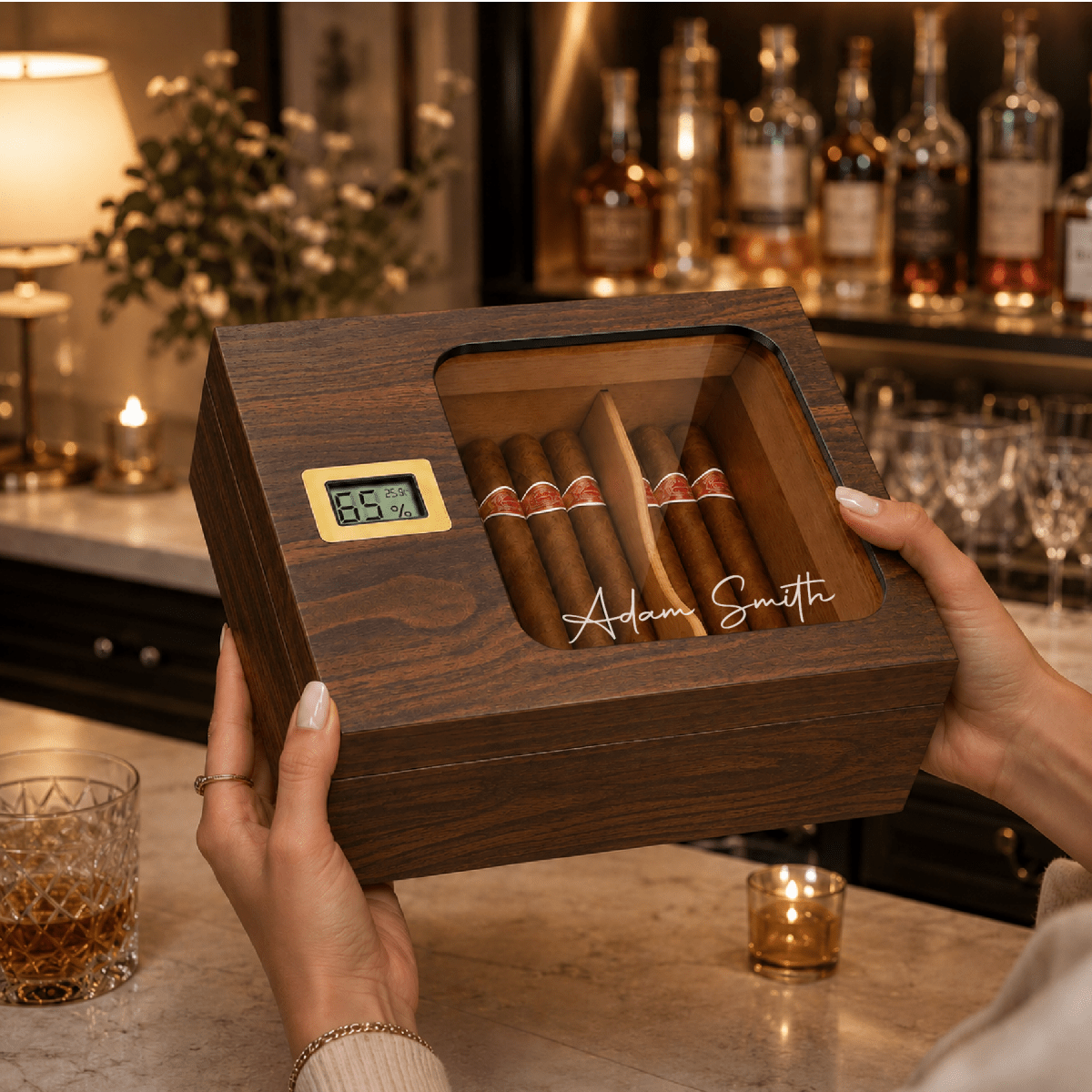 Personalized Signature Cigar Humidor | Engraved Cigar Box - Hollow Point Society - Cigar Humidor