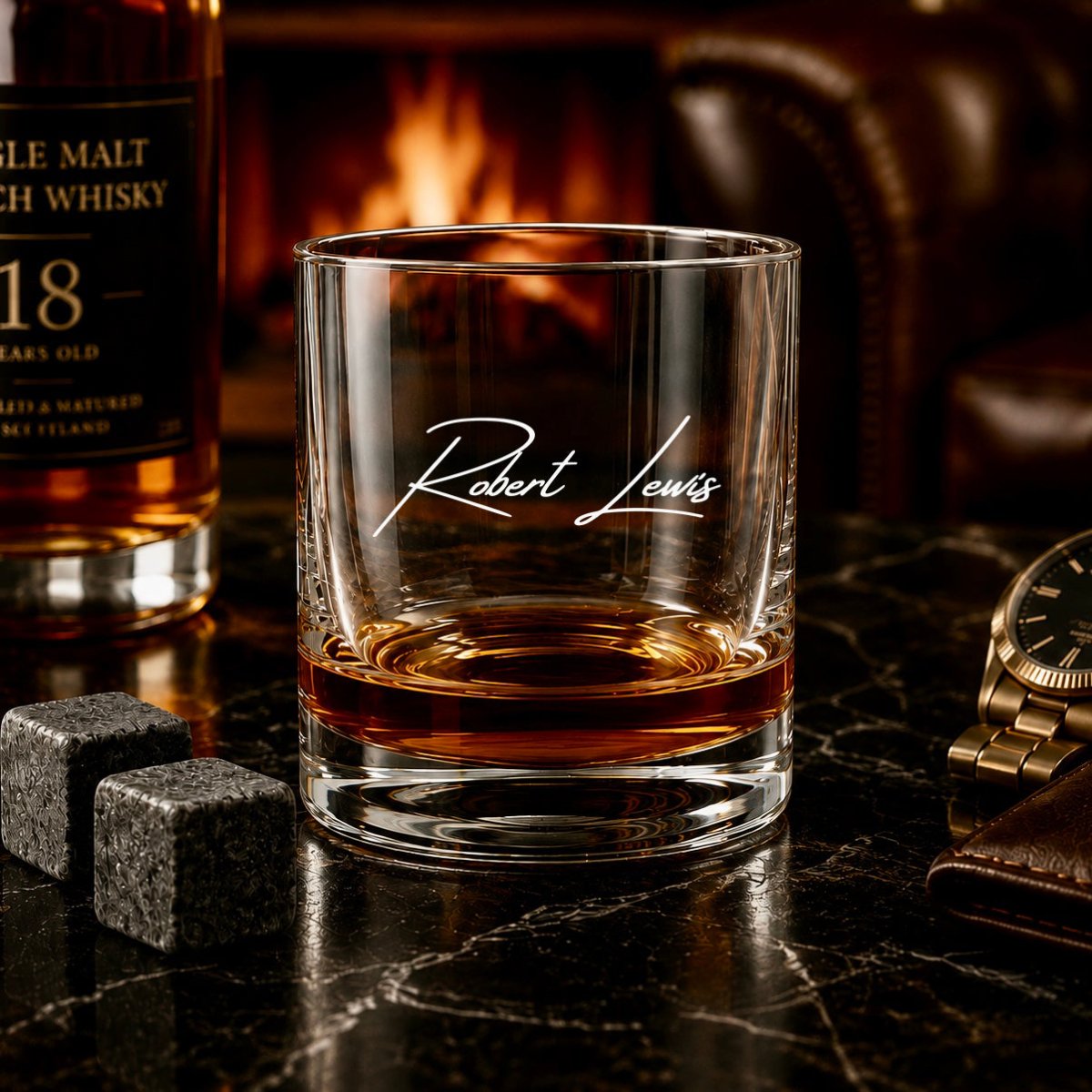 Personalized Signature Whiskey Glass – Custom Name Engraved Rocks Glass - Hollow Point Society - Whiskey Glass