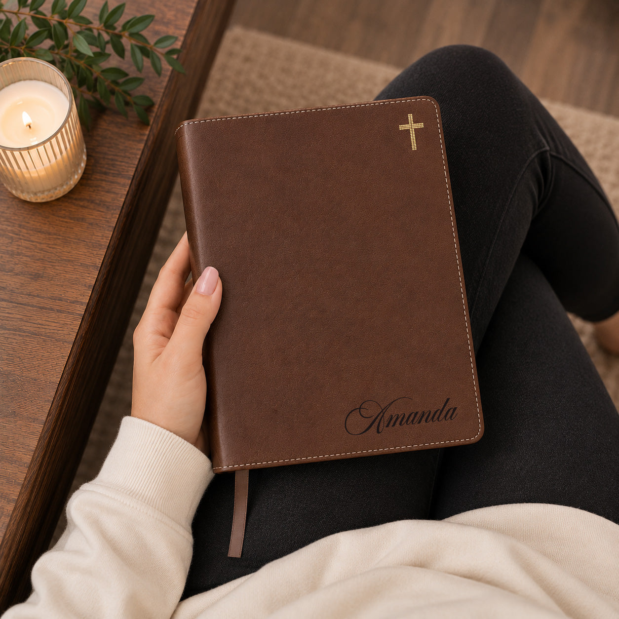 Personalized NIV Journal Bible – Engraved Brown Leathersoft Bible with Name or Monogram