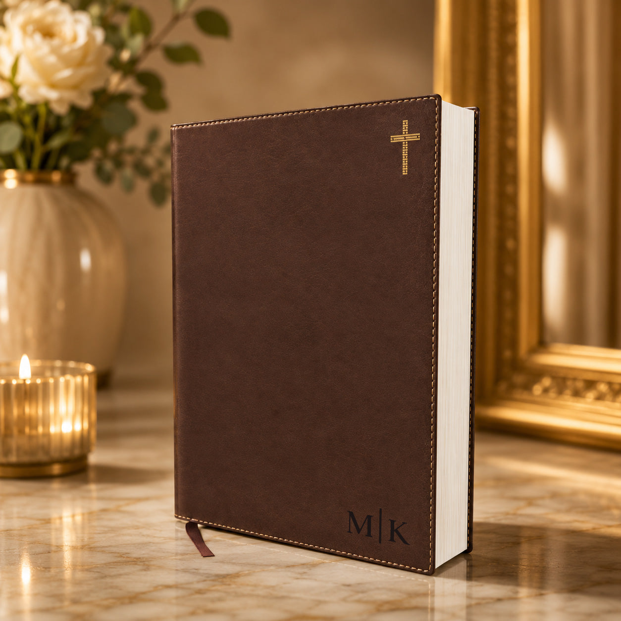 Personalized NIV Journal Bible – Engraved Brown Leathersoft Bible with Name or Monogram