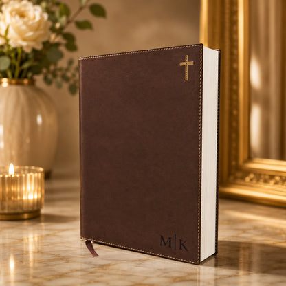 Personalized NIV Journal Bible – Engraved Brown Leathersoft Bible with Name or Monogram