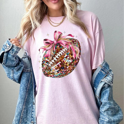 Pink Bow Football Shirt Coquette Tee (4 colors) - Hollow Point Society - T-Shirt