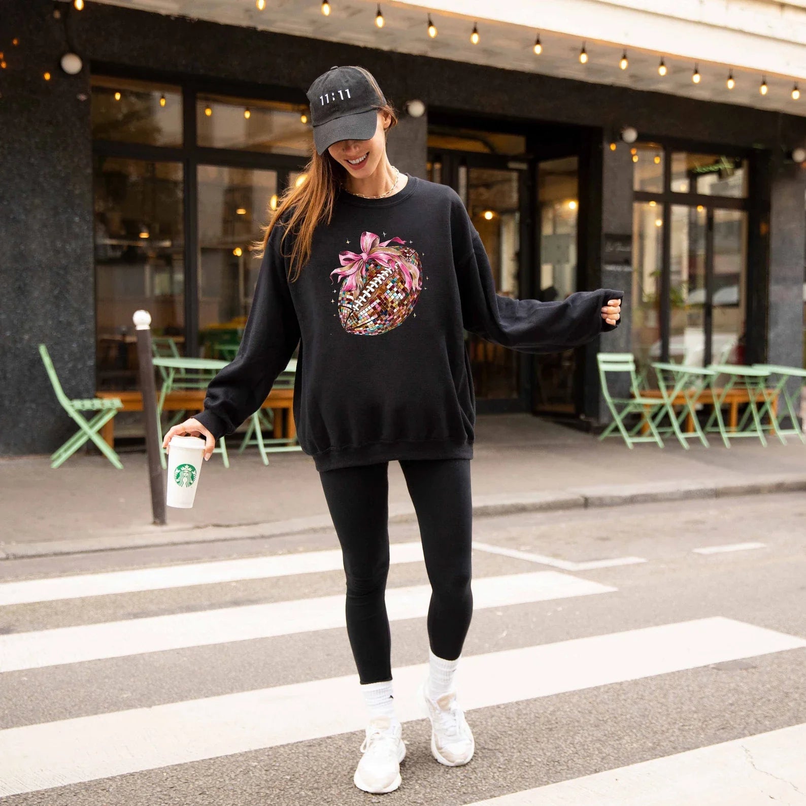 Pink Bow Football Sweatshirt Coquette Sweater - Hollow Point Society - Sweater