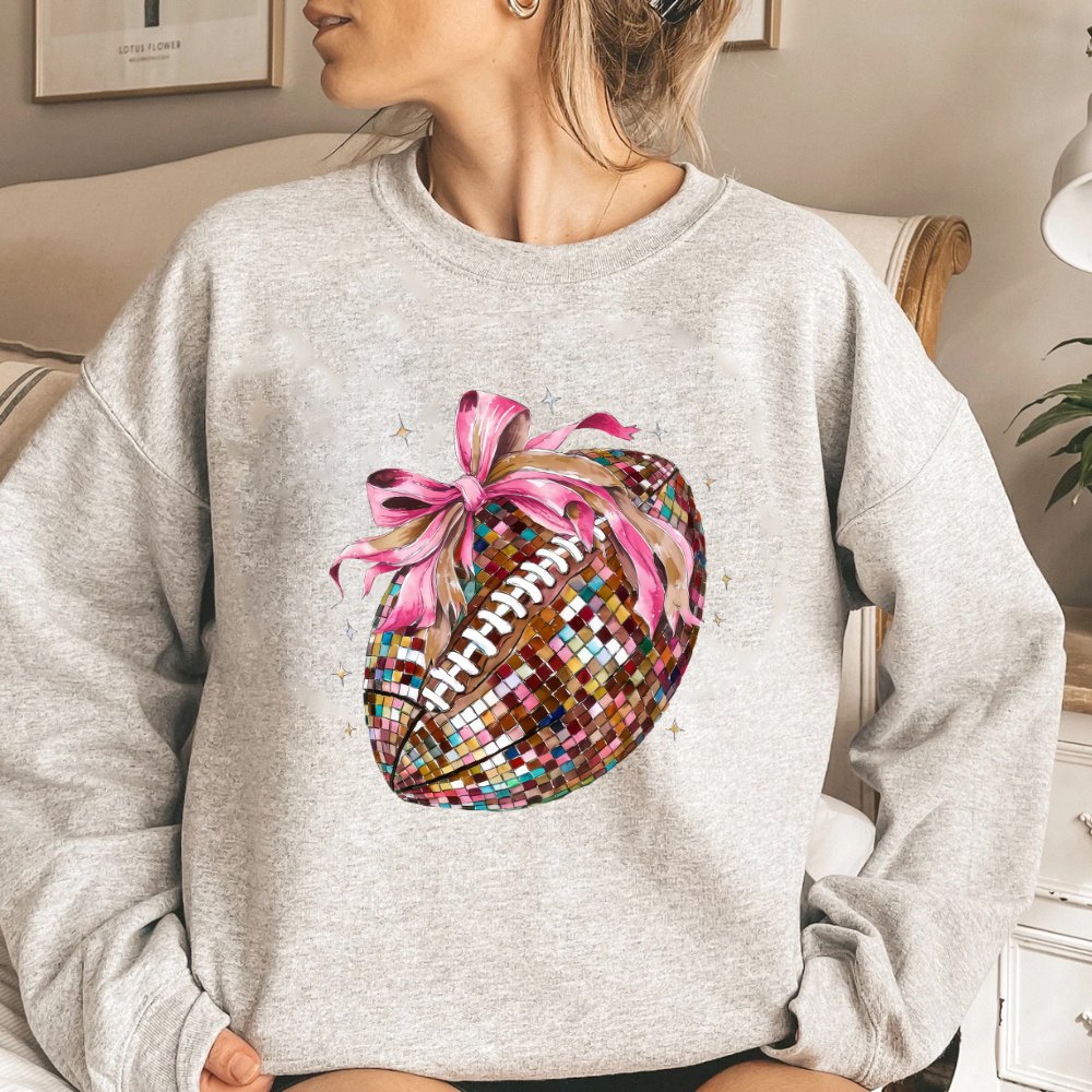 Pink Bow Football Sweatshirt Coquette Sweater - Hollow Point Society - Sweater