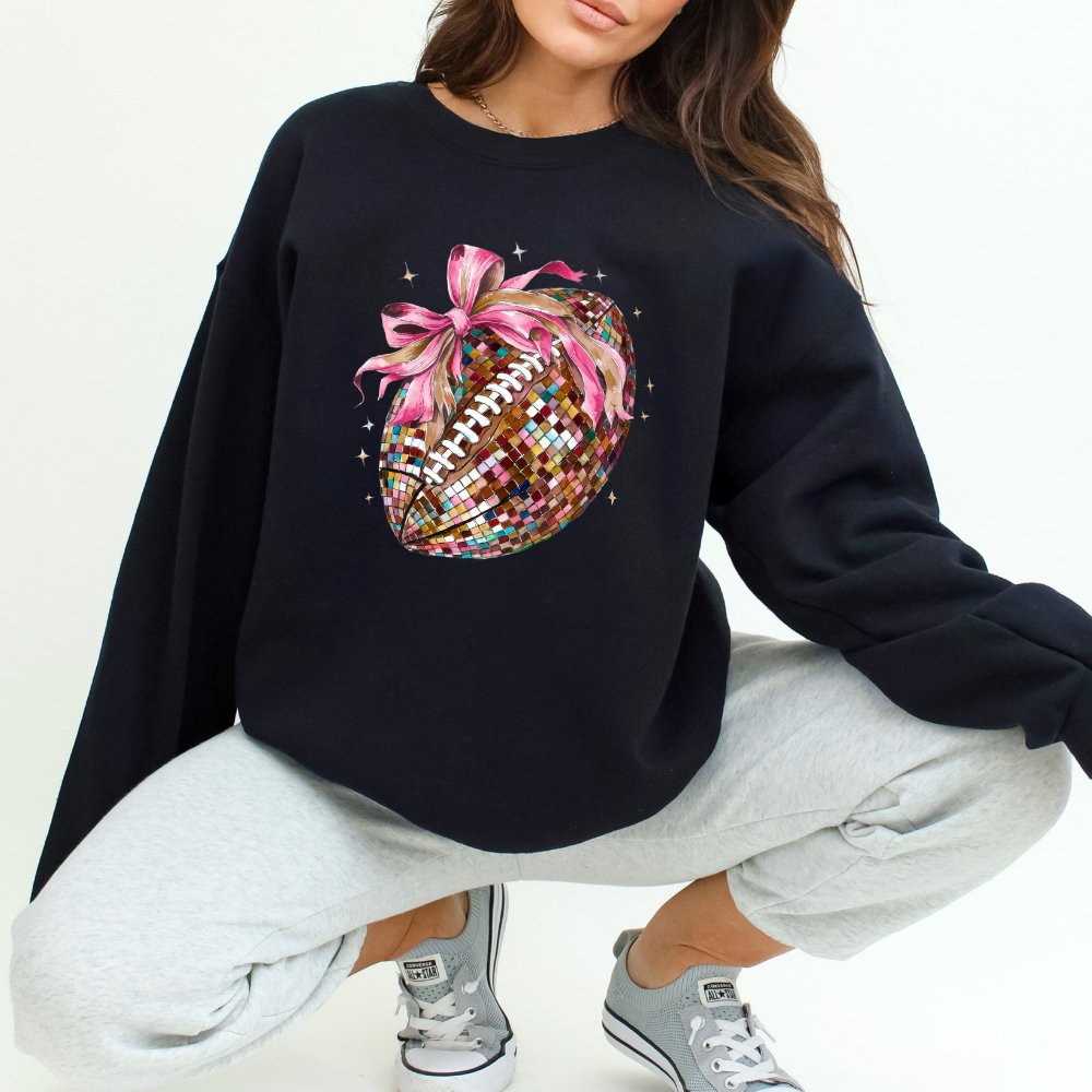 Pink Bow Football Sweatshirt Coquette Sweater - Hollow Point Society - Sweater