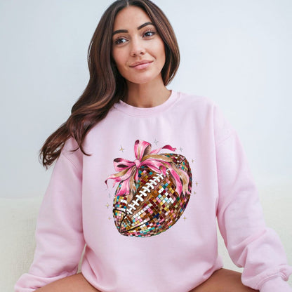 Pink Bow Football Sweatshirt Coquette Sweater - Hollow Point Society - Sweater