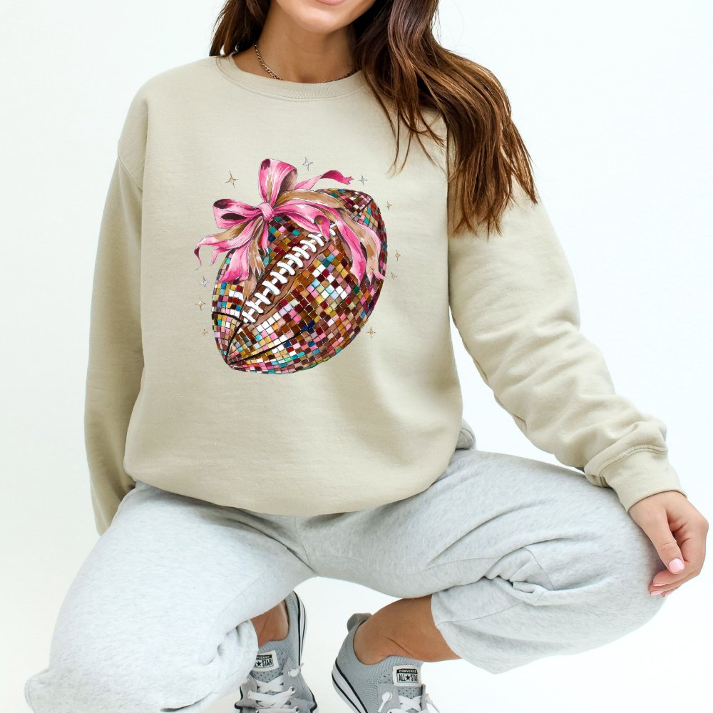 Pink Bow Football Sweatshirt Coquette Sweater - Hollow Point Society - Sweater