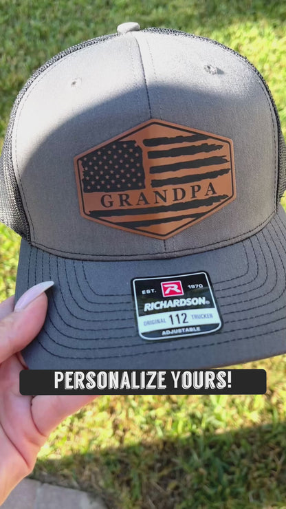 Grandpa American Flag Patriotic SnapBack Patch Hat Grandfather Christmas Gift