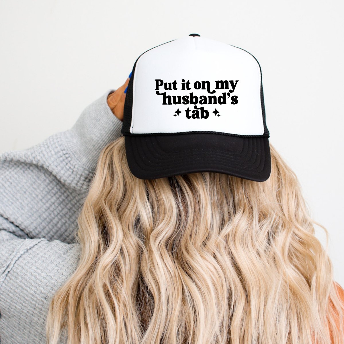 Put It On My Husband's Tab Funny Classic Foam Trucker Hat White/Black - Hollow Point Society - Trucker Hat