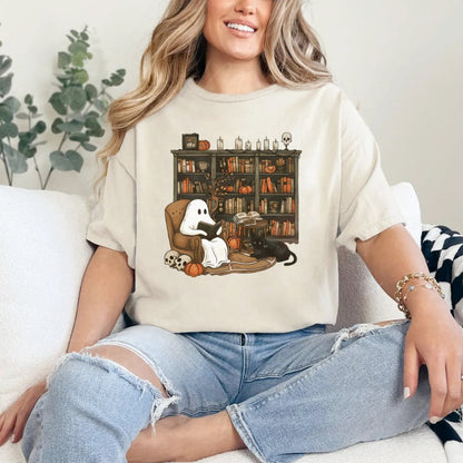 Retro Ghost Reading Books Halloween Shirt (3 colors) - Hollow Point Society - T-Shirt