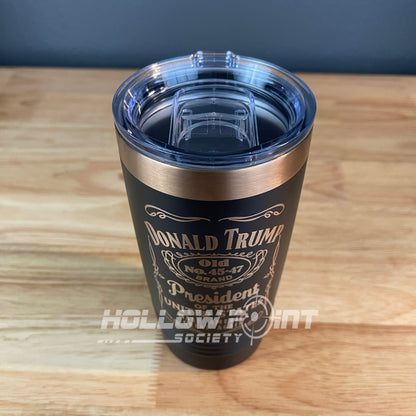 Set of 2: Trump 45 - 47 Vintage Label Collector's 20oz Rose Gold Laser Engraved Tumblers - Hollow Point Society - Tumblers