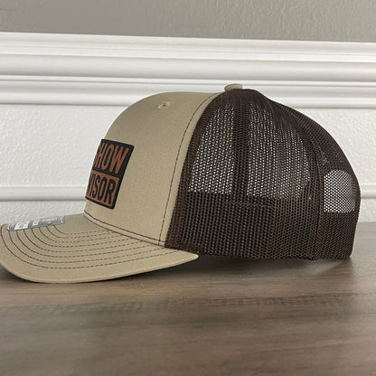 Sh*t Show Supervisor Funny Leather Patch Hat Khaki/Brown - Hollow Point Society - Patch Hat