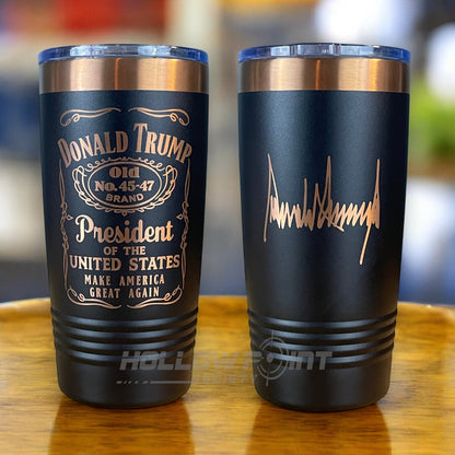 Signature Edition: Trump 45 - 47 Tumbler Collector's Mug 20oz Rose Gold Laser Engraved - Hollow Point Society - Tumblers