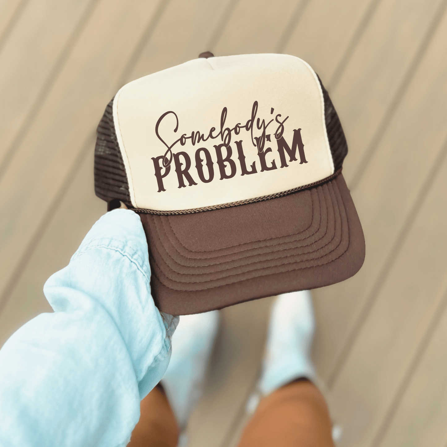 Somebody's Problem Funny Classic Foam Trucker Hat Tan/Brown - Hollow Point Society - Trucker Hat