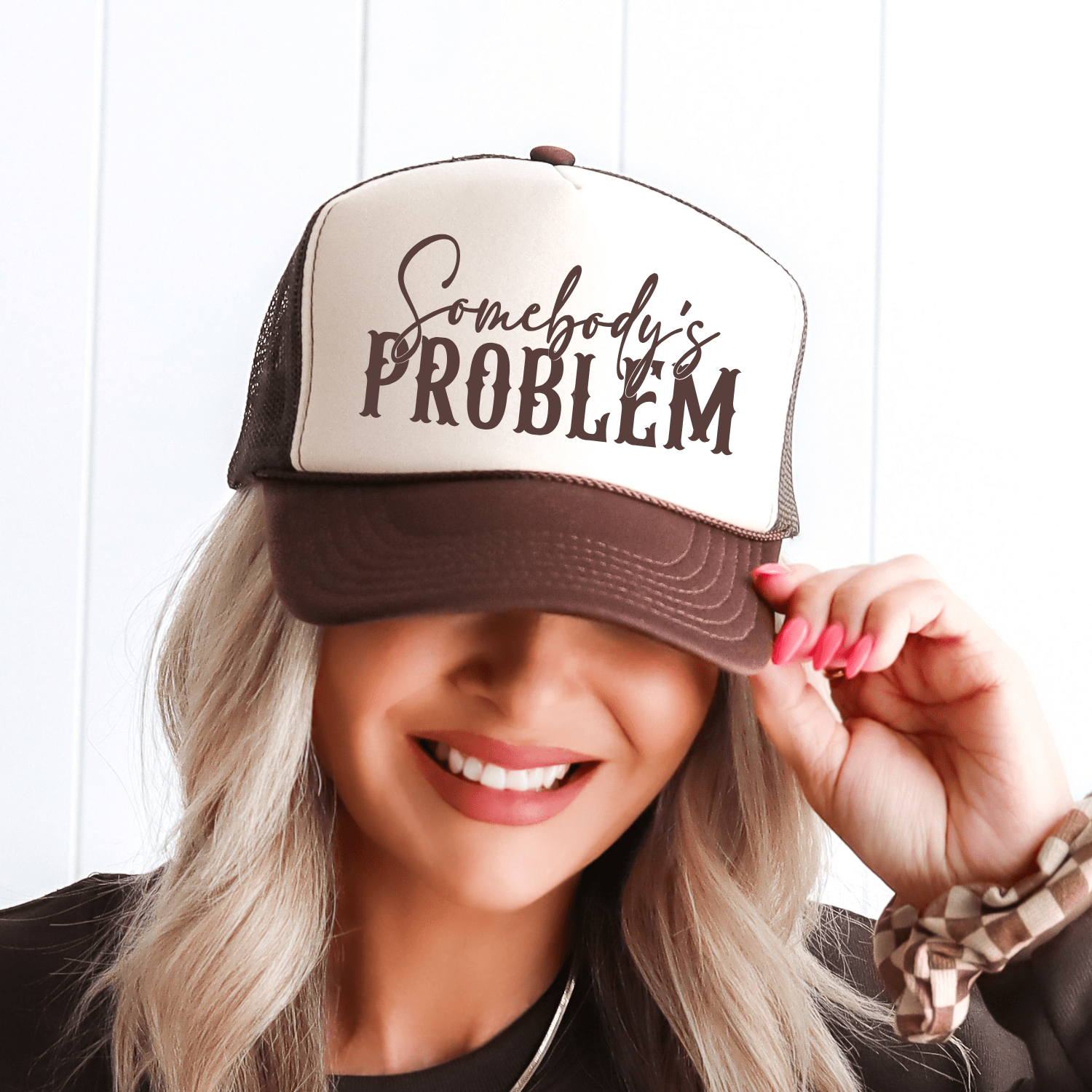 Somebody's Problem Funny Classic Foam Trucker Hat Tan/Brown - Hollow Point Society - Trucker Hat