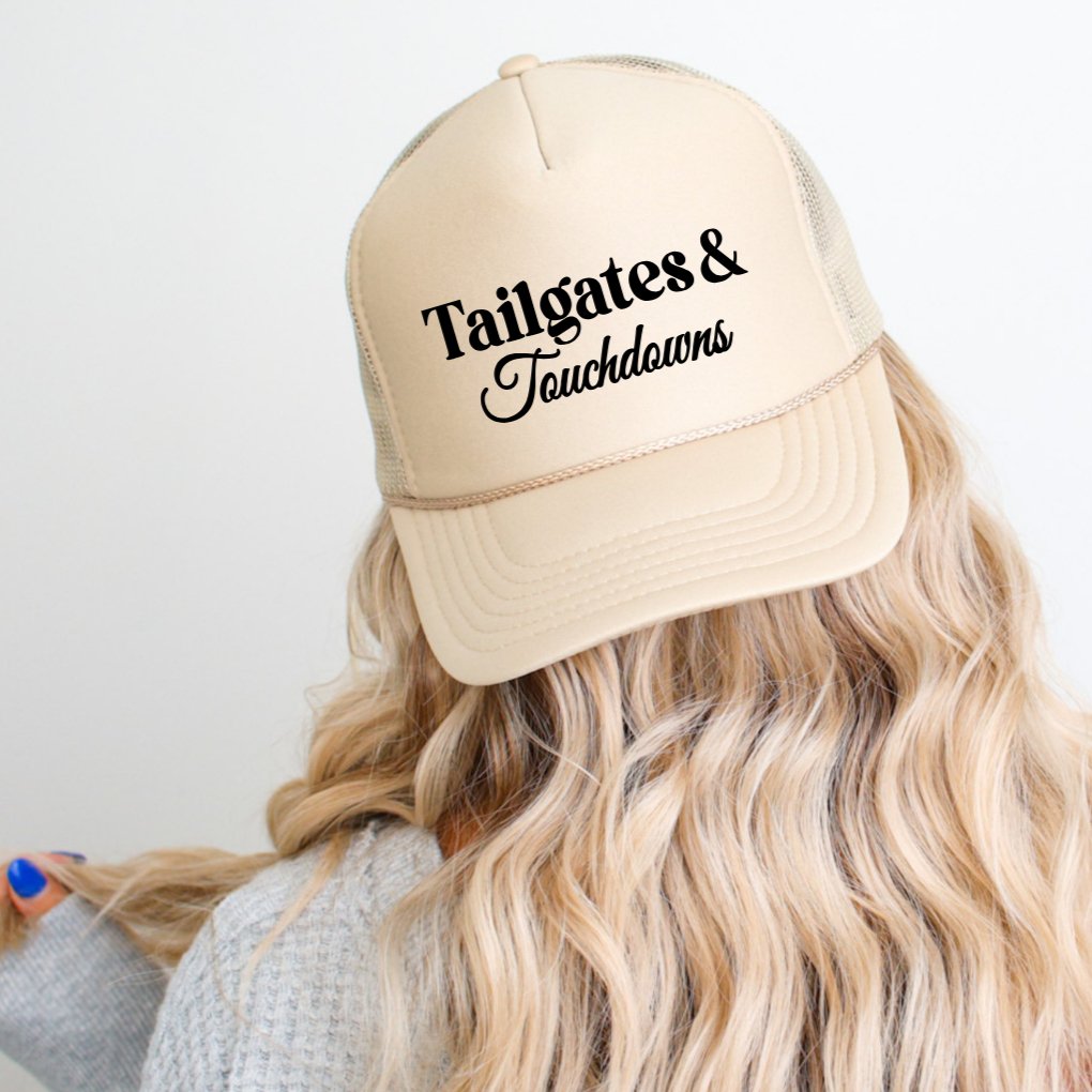 Tailgates & Touchdowns Football Classic Foam Trucker Hat Khaki - Hollow Point Society - Trucker Hat