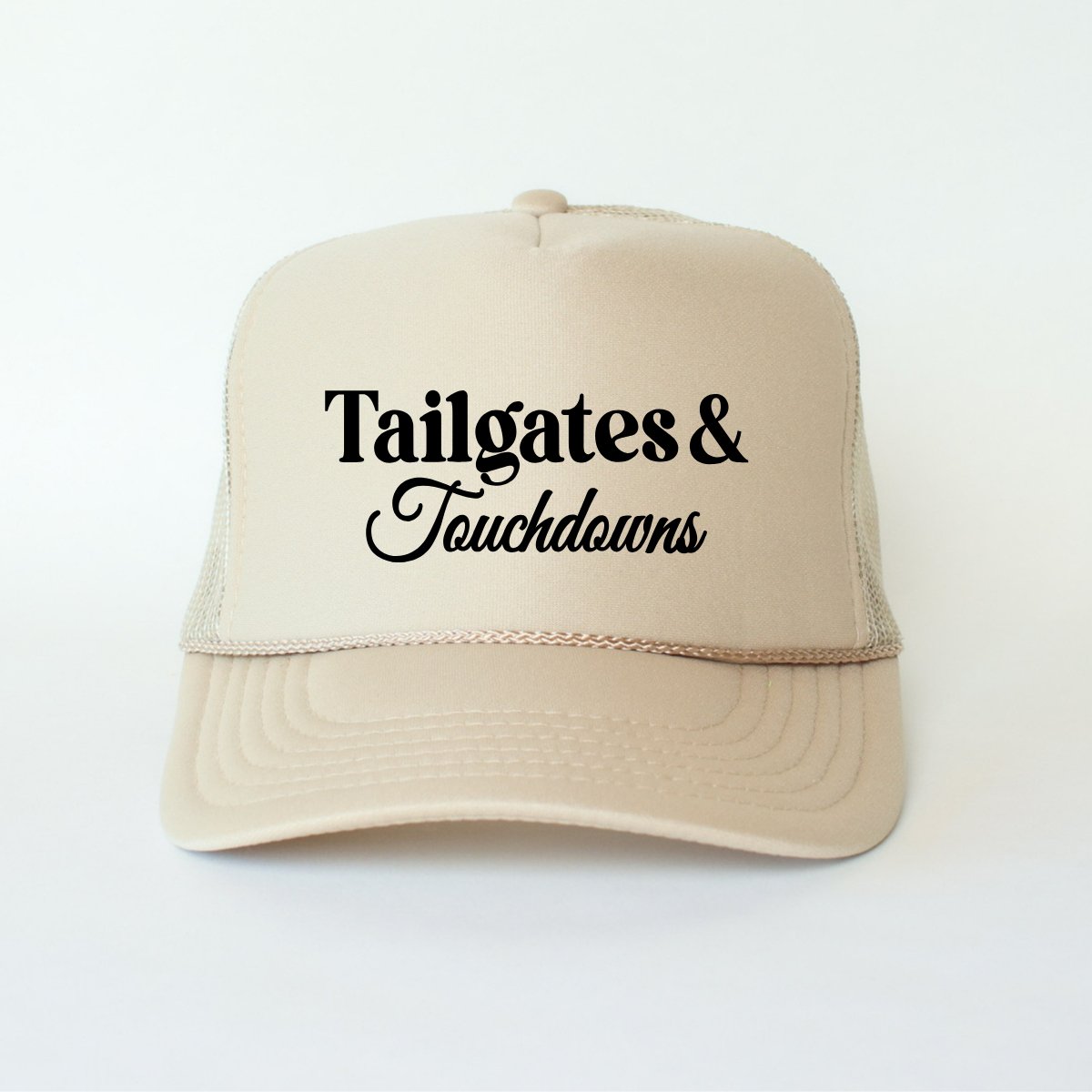 Tailgates & Touchdowns Football Classic Foam Trucker Hat Khaki - Hollow Point Society - Trucker Hat