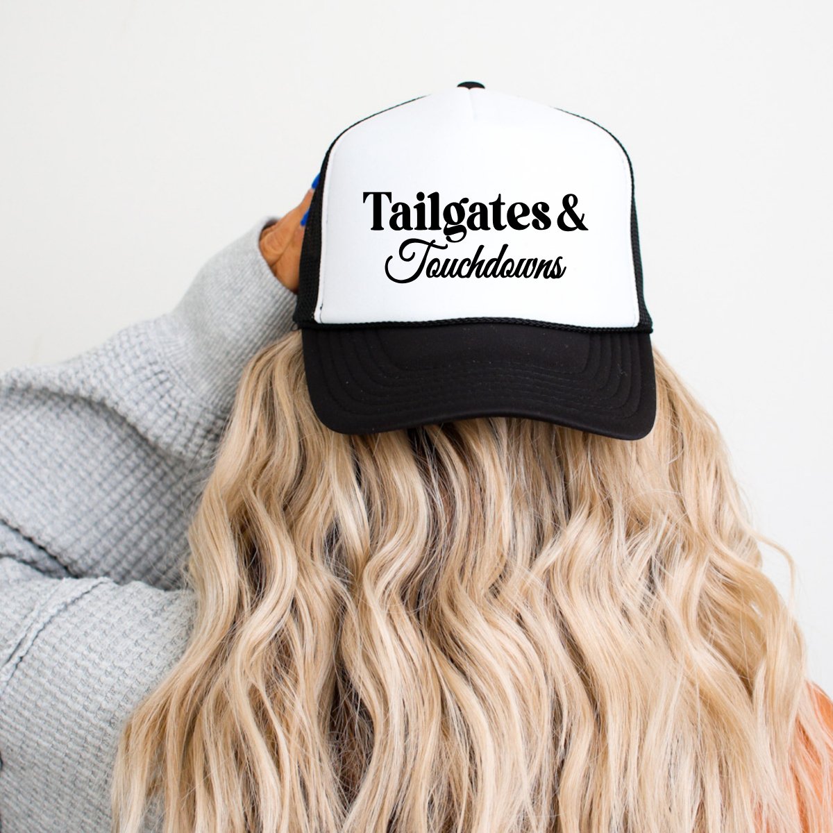 Tailgates & Touchdowns Football Season Classic Foam Trucker Hat White/Black - Hollow Point Society - Trucker Hat