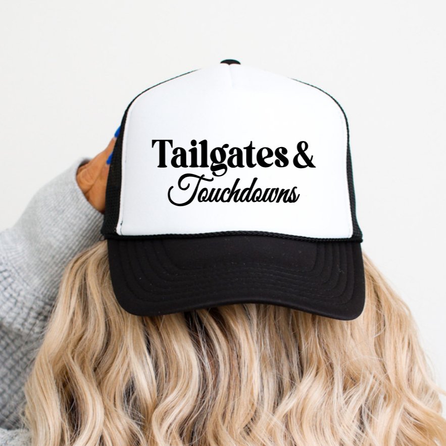 Tailgates & Touchdowns Football Season Classic Foam Trucker Hat White/Black - Hollow Point Society - Trucker Hat