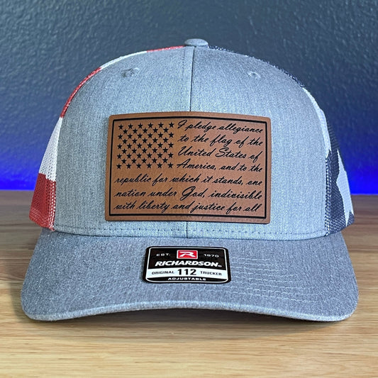 The Pledge Of Allegiance American Flag Patriotic Leather Patch SnapBack Trucker Hat Stars & Stripes - Hollow Point Society - Patch Hat