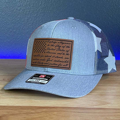 The Pledge Of Allegiance American Flag Patriotic Leather Patch SnapBack Trucker Hat Stars & Stripes - Hollow Point Society - Patch Hat