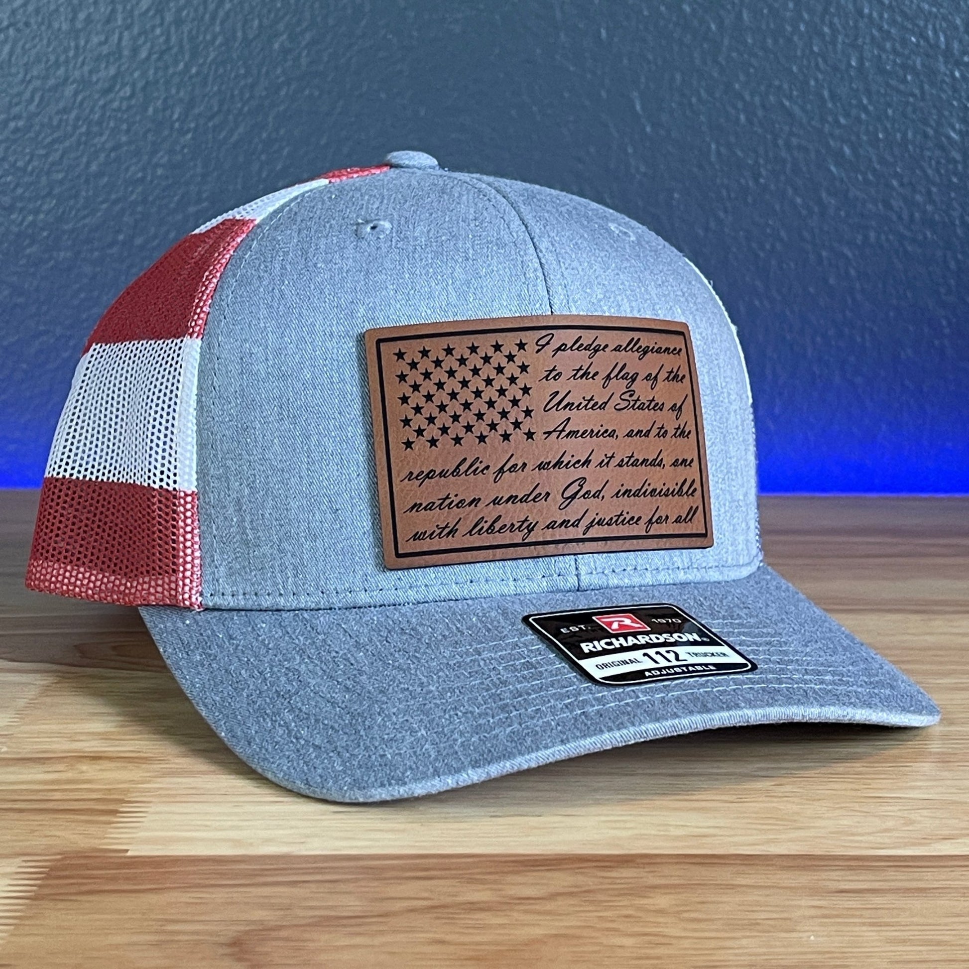 The Pledge Of Allegiance American Flag Patriotic Leather Patch SnapBack Trucker Hat Stars & Stripes - Hollow Point Society - Patch Hat