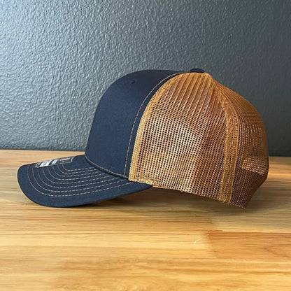 Three Nail Cross American Flag Leather Patch SnapBack Trucker Hat - Hollow Point Society - Patch Hat