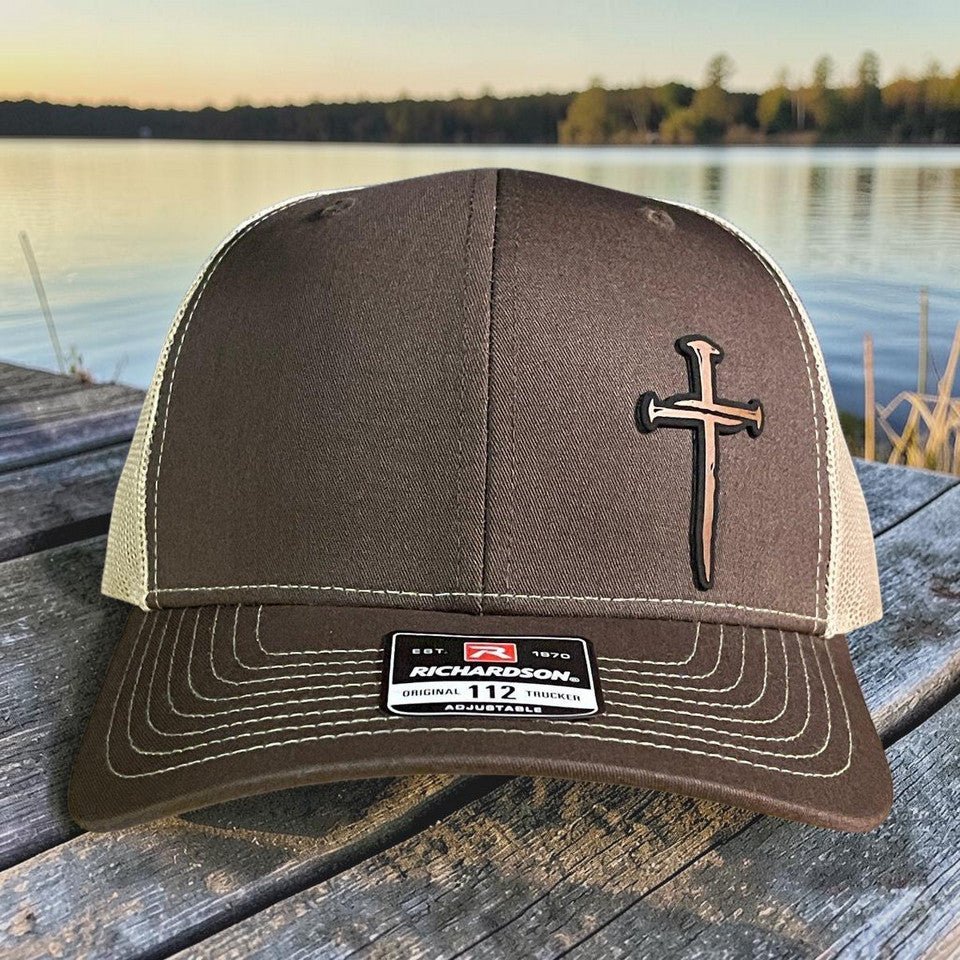 Three Nail Cross Leather Patch SnapBack Trucker Hat - Hollow Point Society - Patch Hat