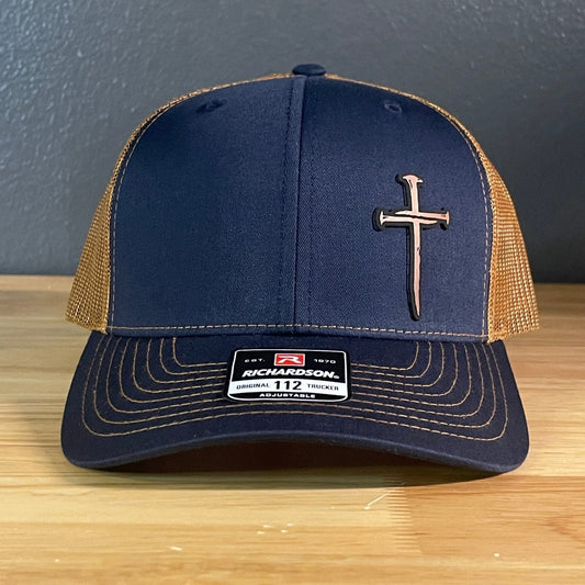Three Nail Cross Leather Patch SnapBack Trucker Hat - Hollow Point Society - Patch Hat