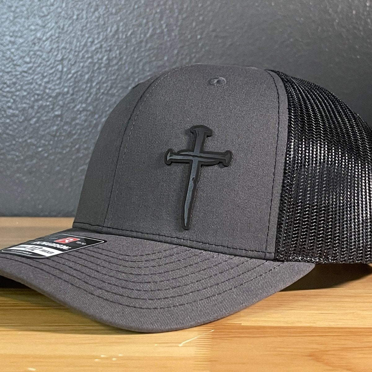Three Nail Cross Leather Patch SnapBack Trucker Hat - Hollow Point Society - Patch Hat
