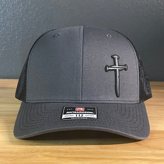 Three Nail Cross Leather Patch SnapBack Trucker Hat - Hollow Point Society - Patch Hat