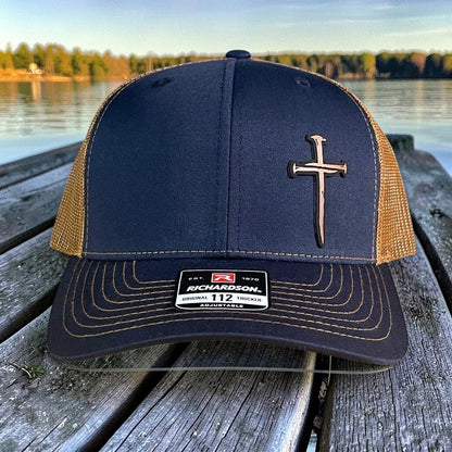 Three Nail Cross Leather Patch SnapBack Trucker Hat - Hollow Point Society - Patch Hat