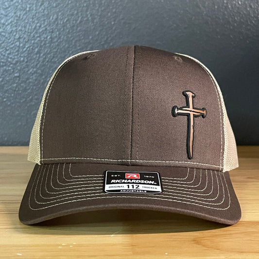 Three Nail Cross Leather Patch SnapBack Trucker Hat - Hollow Point Society - Patch Hat