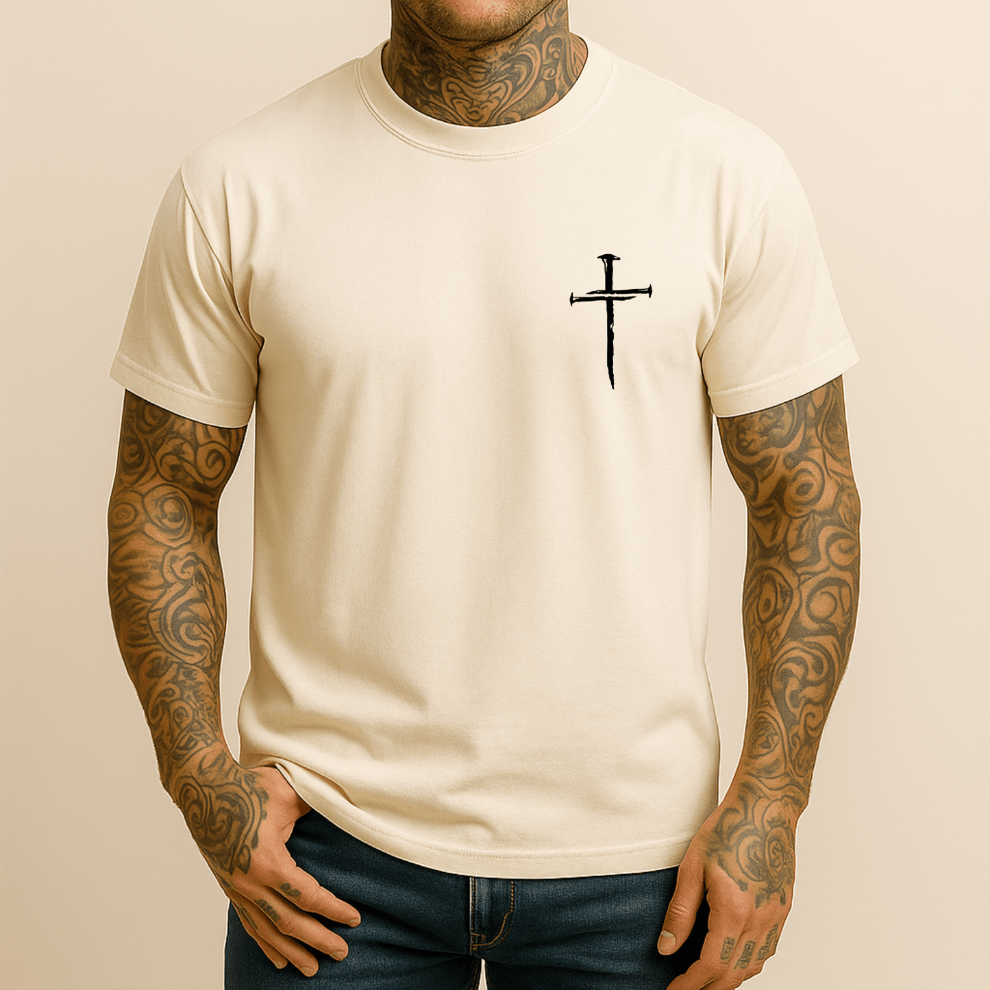 Three Nail Cross Men's Christian T Shirt - Hollow Point Society - T-Shirt